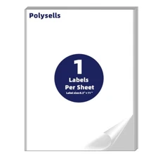 1-UP Full Sheet Shipping Labels Self Adhesive Blank 8.5" x 11" White 500pcs