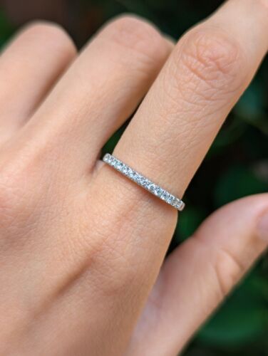 Natural .25ct Diamond Eternity Ring 9ct White Gold Channel Claw Set Size O / 7 - Picture 2 of 8