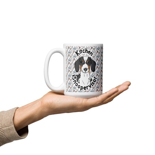 Black Piebald Dachshund Dog Kitchen Snoopervisor Mug 15 oz Cup Gift - Picture 7 of 8