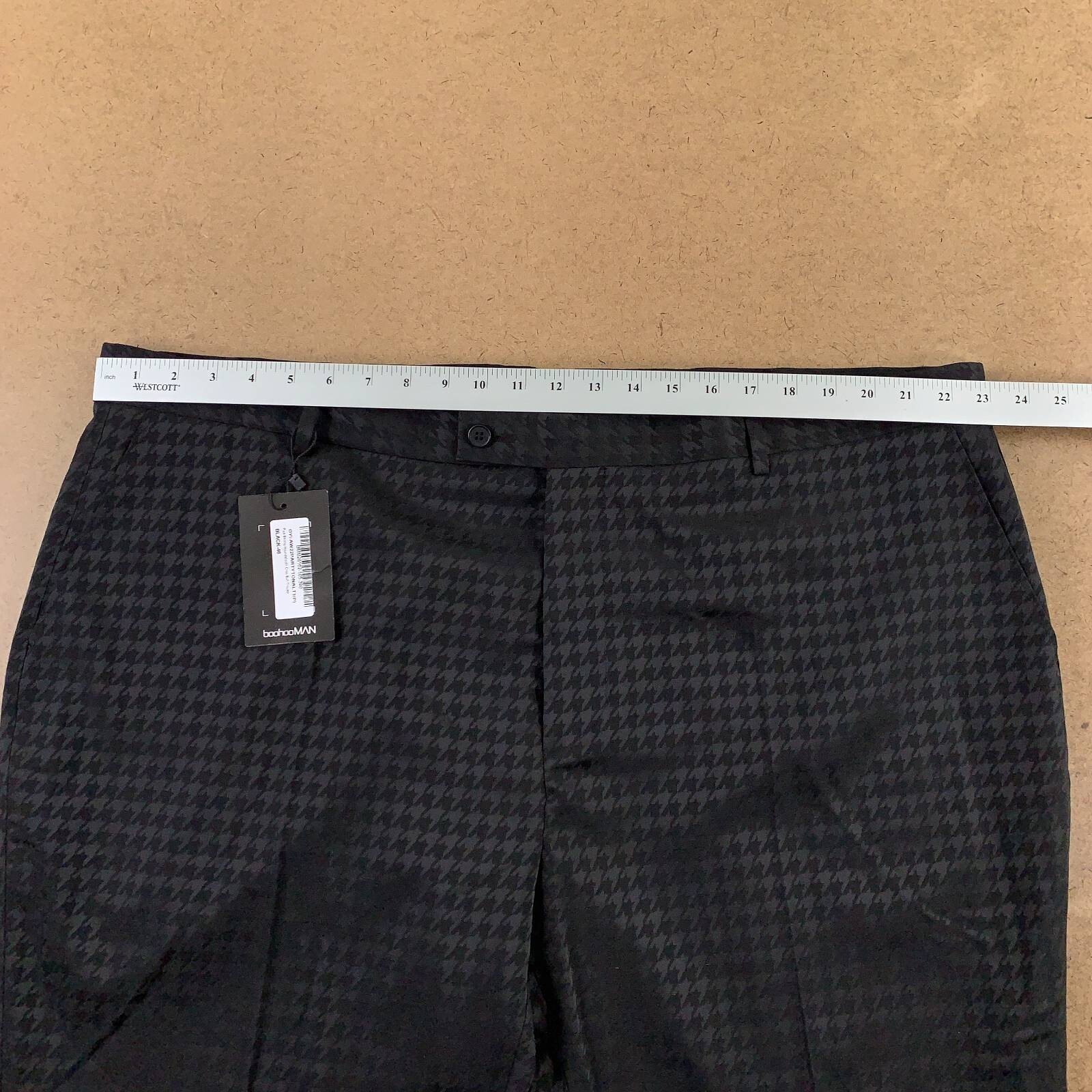 Boohoo MAN Mens Houndstooth Crop Suit Trouser Dress Pants Black 46x29