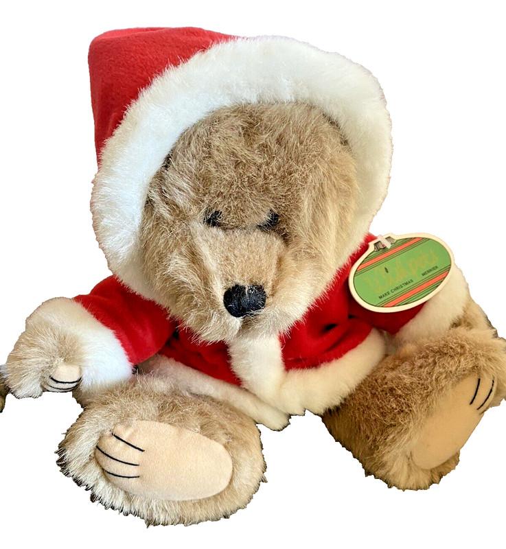 Wishpets plush Theodore Christmas teddy bear 1997 item 14021 Jointed Stuffed Vtg