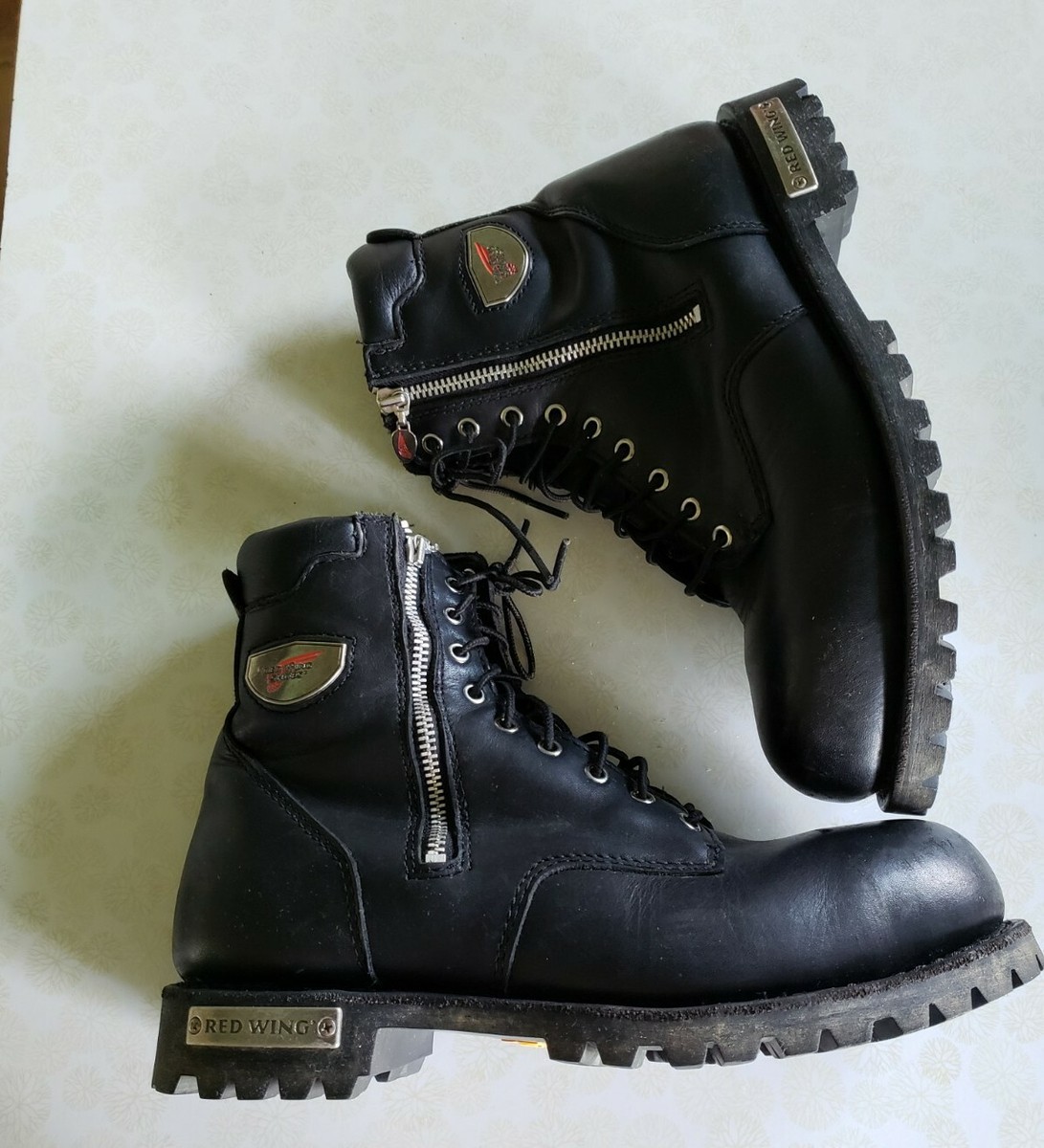 Red Wing Shoes black leather side zip motorcycle 967 boots steel toe size 9.5 D s-l1200.jpg main image 3