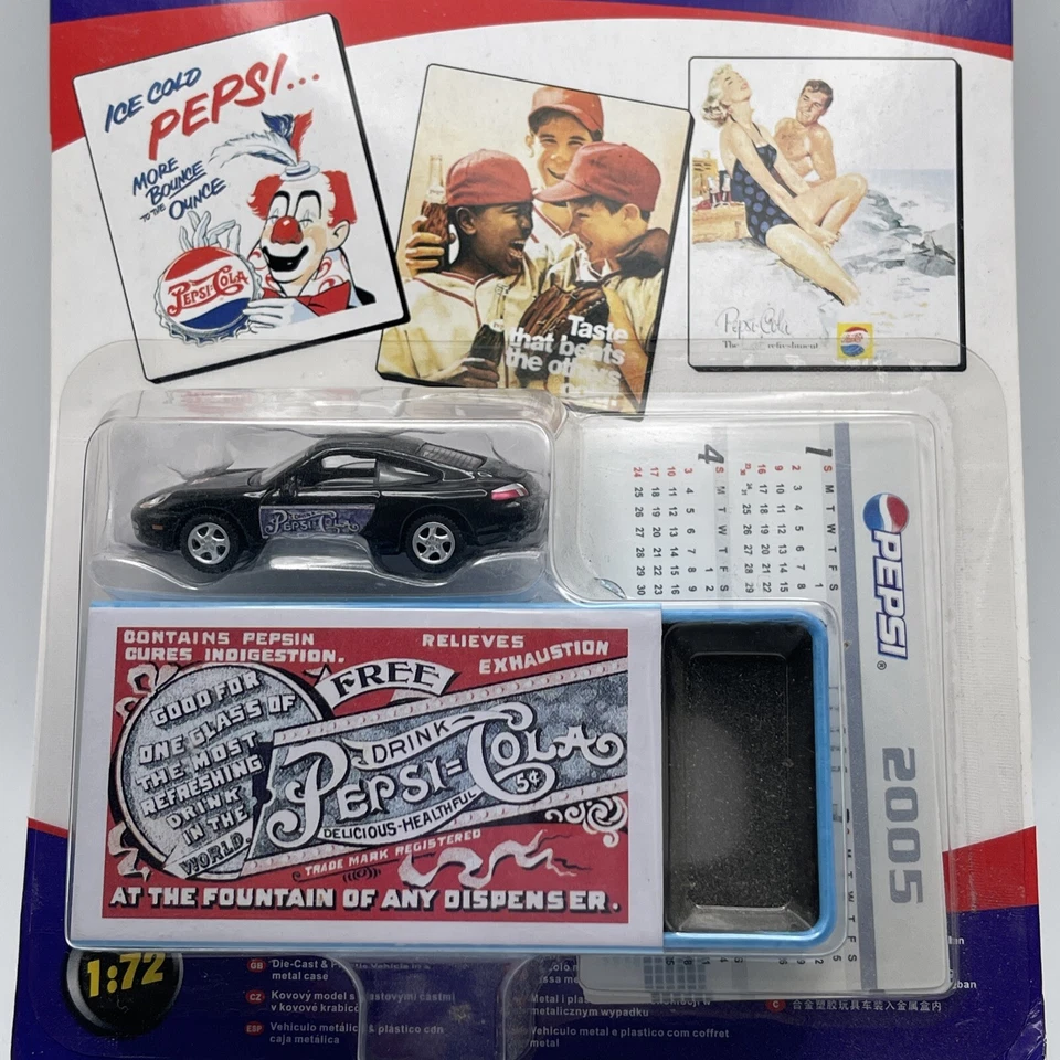 Porsche 911 2005 edición limitada temática Pepsi Cararama 1:72 negro Foto 2 de 4