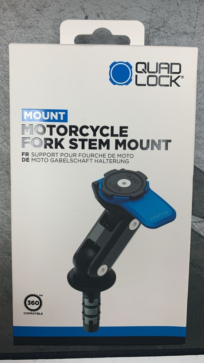 Quad Lock Motorcycle Fork Stem Mount - Black/Blue for sale online