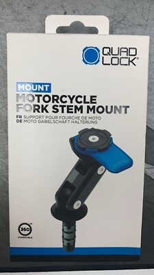 Quad Lock Motorcycle Fork Stem Mount - Black/Blue for sale online