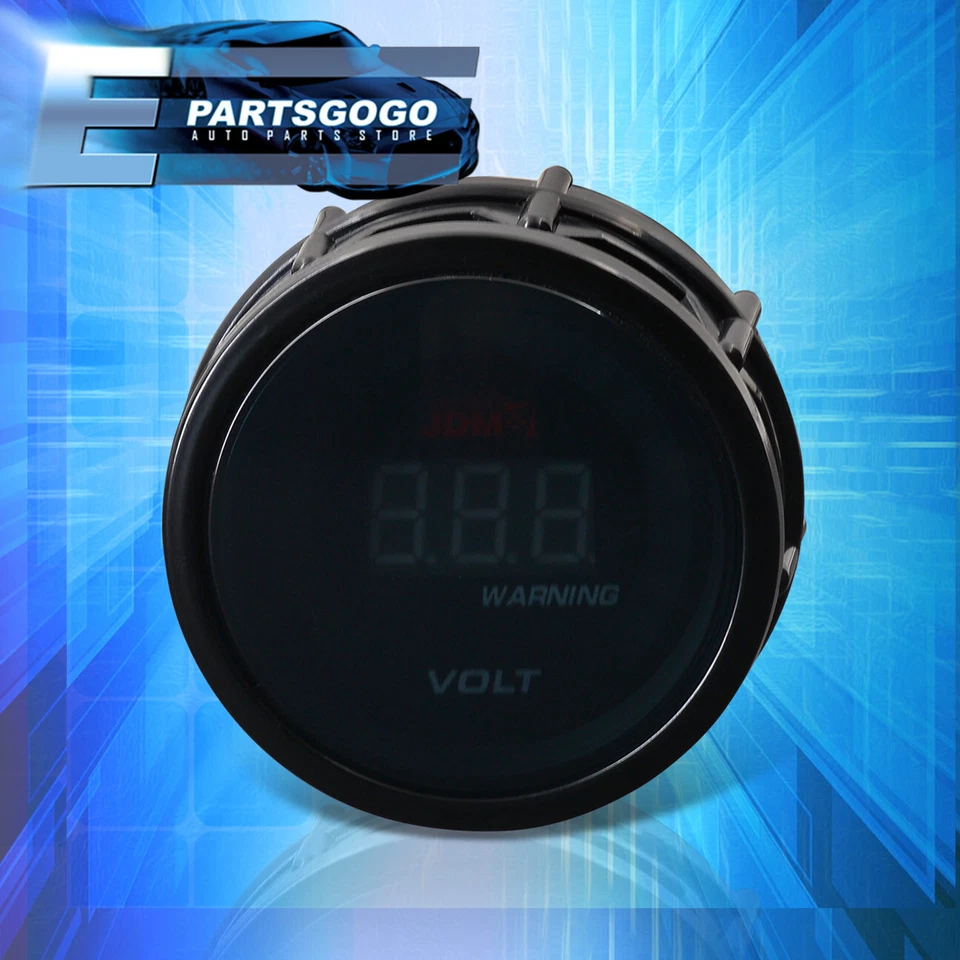 For EVO WRX Eclipse 2" 52MM JDM Voltage Volt Blue Digital LED Auto Gauge Meter - Image 3 of 4
