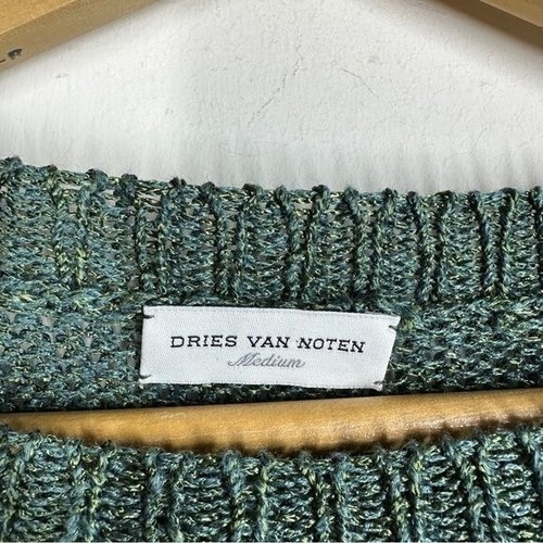 Dries Van Noten Womens Italian Yarn Linen Blend Jumper Size M Green Sweater Luxe - Picture 5 of 9