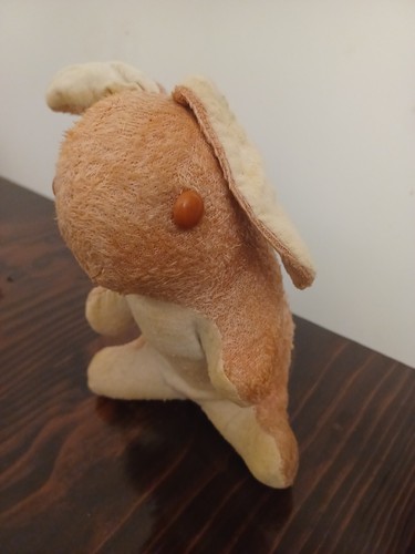 RARE ANTIQUE BUNNY RABBIT BUTTON EYES STUFFED ANIMAL PLUSH COLLECTIBLE ...