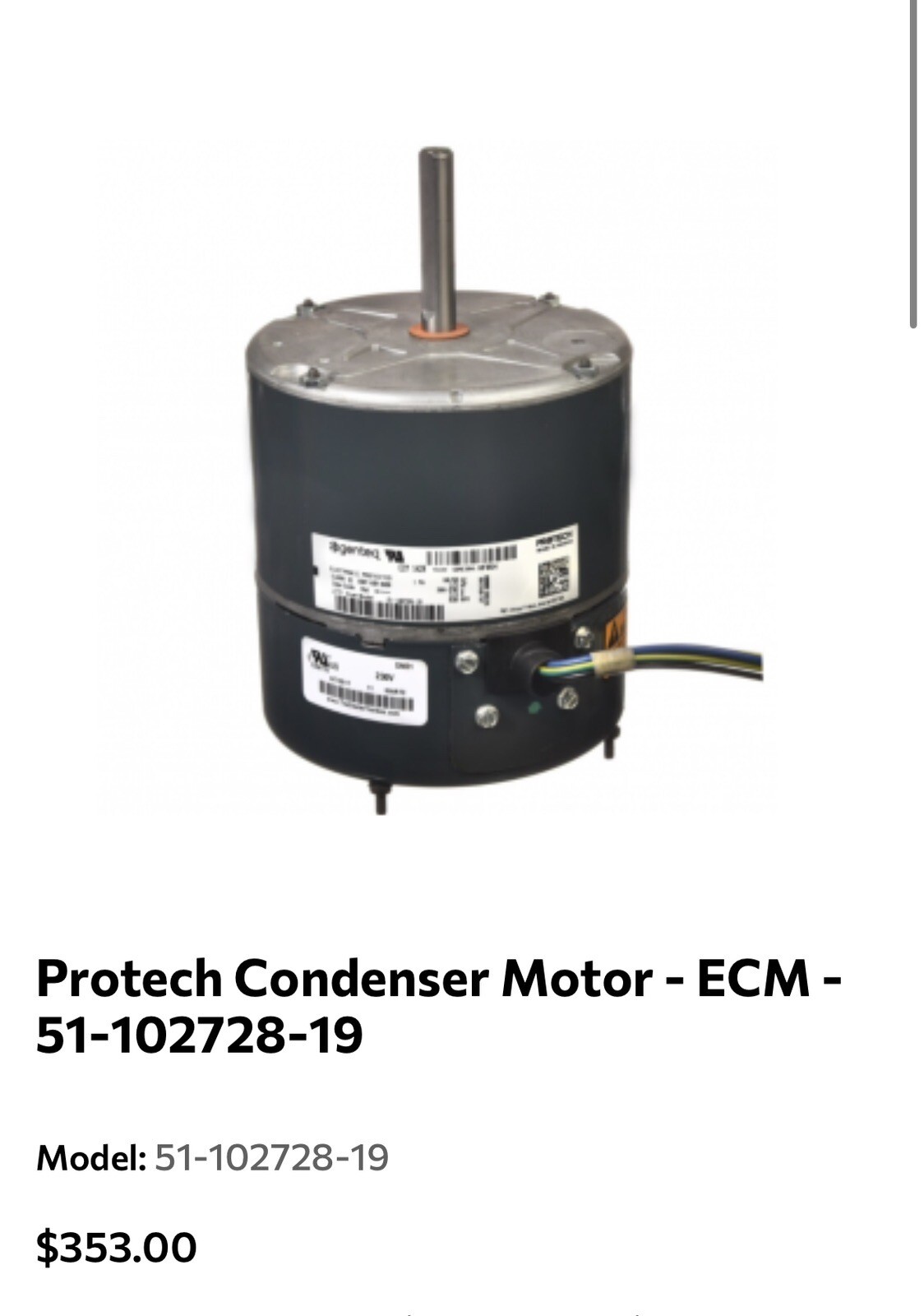 Protech Condenser Fan Motor ECM 5110272819 eBay