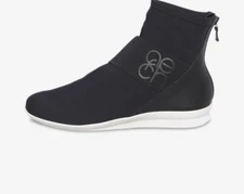 ARCHE LN BOOTIE - BLACK STRETCH FABRIC & PEBBLED LEATHER -- ANKLE ZIP 38, US 7.5