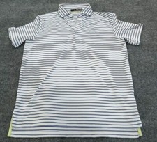 Ralph Lauren RLX Polo Shirt Adult Medium M Blue White Stripe Golf Wicking Mens