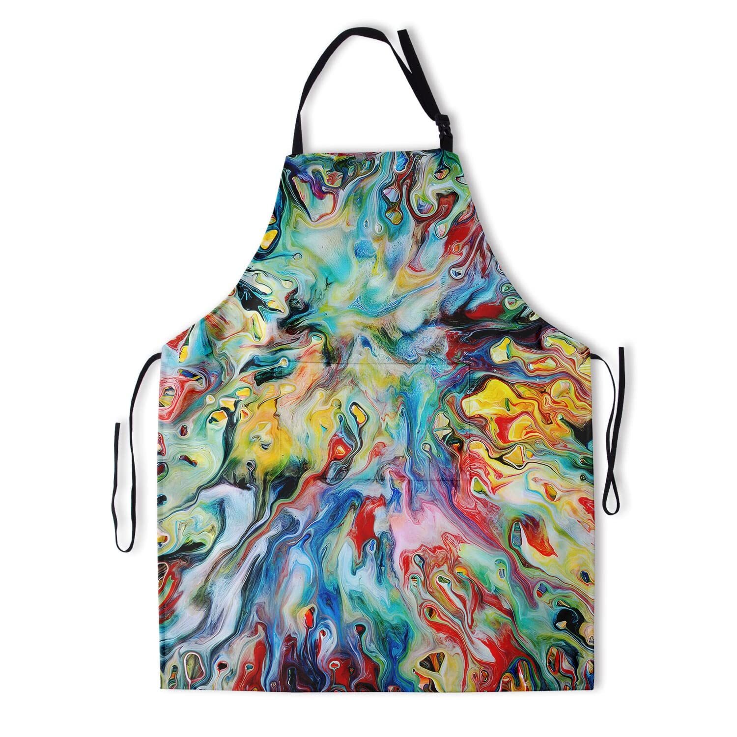 Artist Painting Art Aprons for Women Men Black Abstract Spray Splash ...