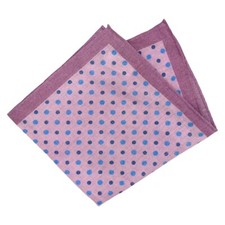 JOS A BANK Mens Linen Handkerchief Light Purple Blue Dots Pocket Square 13.5"