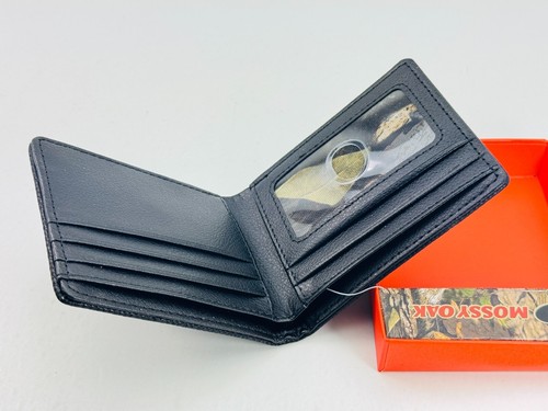 Mossy Oak Leather Feel Mens Bifold Wallet Black 4 Credit Cards 1 ID & Bills -NEW - Picture 10 of 11