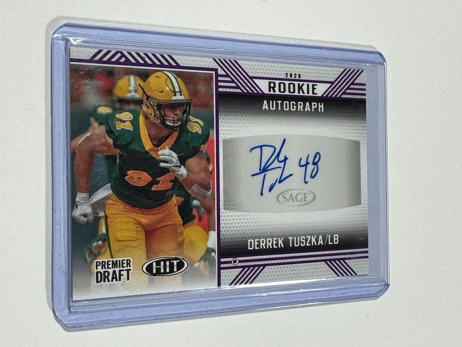 Derrek Tuszka Sage Hit Premier Draft Rookie Autograph #A98 Purple