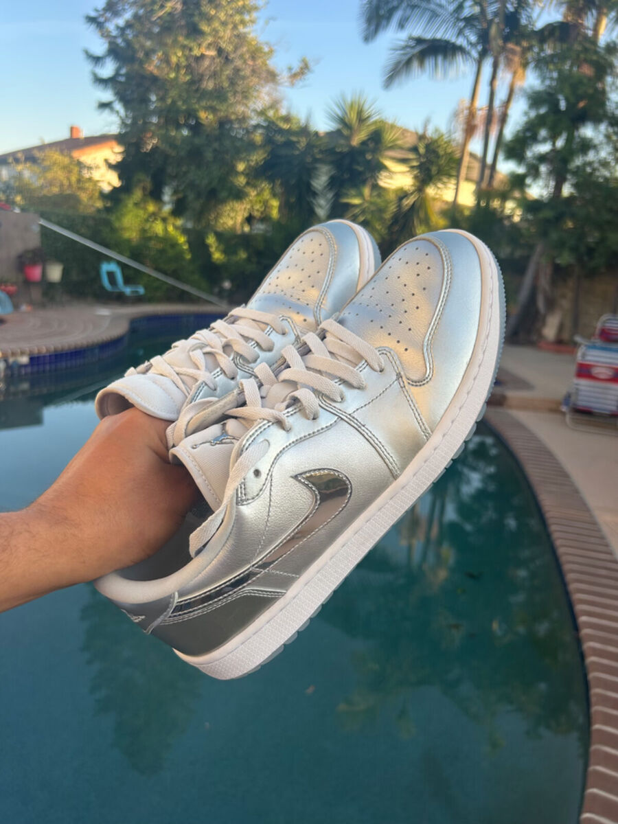 men Size 12.5 Nike Air Jordan 1 Low G Golf Metallic Silver men Size 12.5 Nike Air Jordan 1 Low G Golf Metallic Silver