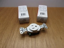(Qty.2) Pass Seymour White TR5251W Commercial Single Receptacle Outlet 15A 125V 