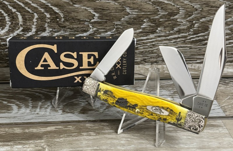 Case XX Large Stockman Yellow Bone Plat Knife Custom Engraved Western Stagecoach