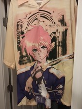Vintage Japanese Anime All Over Print AOP Button Up Japan Cartoon Manga DBZ Poké