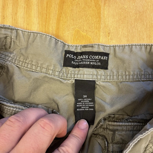 Polo Jeans Co Ralph Lauren Cargo Shorts Beige Mens 34 Khaki Military Style - Picture 6 of 9