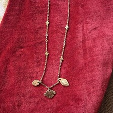 EUC Harley-Davidson 26 Gold Necklace Bar Shield Charms Crystals