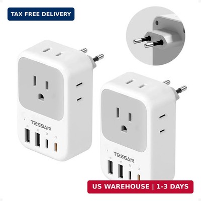 TESSAN European Travel Plug Adapter 2 Pack, PD 20W Adapter for Europe Plug with
