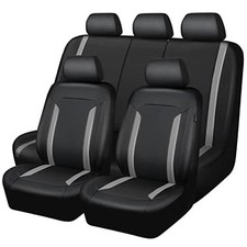 Universal Leather Car Seat Covers Full Set, Universal Fit Full Set Gray