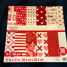 Recollections Hearts 12" x 12" Paper Pad 36 Sheets 200 g/m Glitter