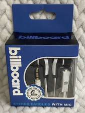Billboard Stereo Earbuds with Mic Model BB9988 - Black/White - New