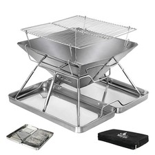 Moyasu Fire Pit BBQ Grill Smoker Camping Outdoor Portable Stainless-Steel Stove