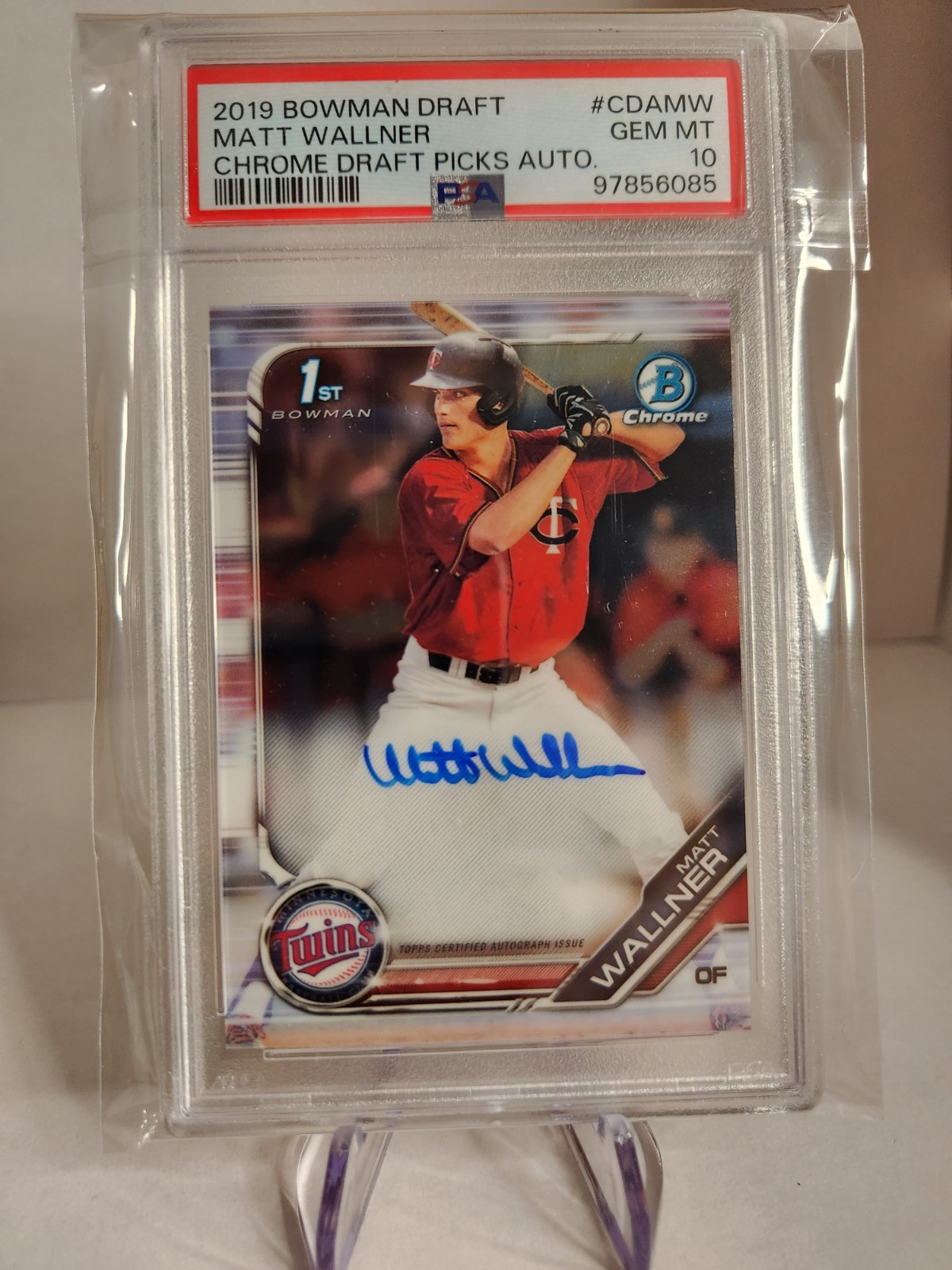 2019 BOWMAN DRAFT MATT WALLNER CHROME PICK AUTO 1ST PROSPECT PSA 10