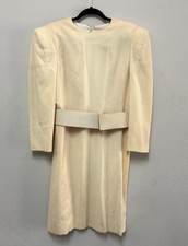 Vintage 1980s Carolina Herrera Satnley Horshak belted dress 14 ivory old money
