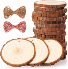 Natural Wood Slices 20 Pcs 3.5-4 Inches Craft Wood Kit Unfinished Predrilled wit