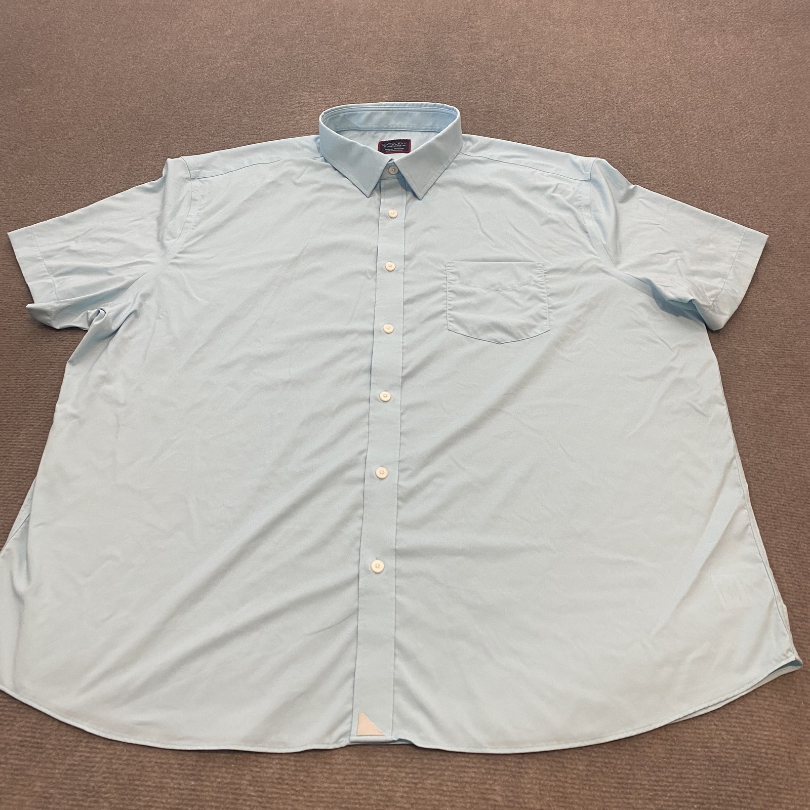 UNTUCKit Shirt Mens 3XL Light Blue Ricci Regular Fit Short Sleeve Nylon Stretch