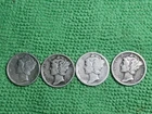 Lot Of 4 Mercury Dimes 1917S, 1918D,1919D & 1920P 4 90 % Silver Coins