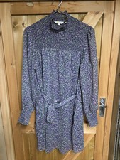 Boden Multicoloured Ditsy Floral Mini Dress Size 14R DO401 Belted Pockets Boho