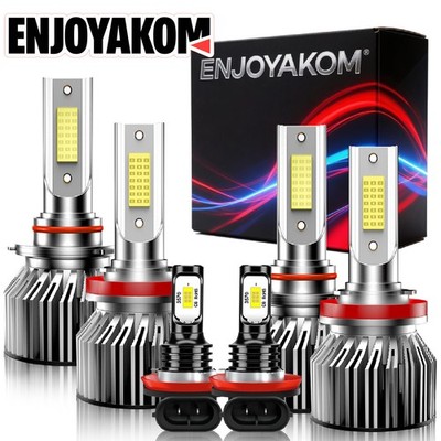 White 6000K LED Headlight + Fog Light Bulbs Combo 6Pcs For Ram 1500 2019-2023