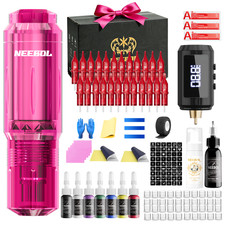 Wireless Tattoo Kit Complete for Beginners Pen Machine with Power Supply Needles