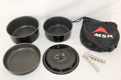 MSR Aluminum Cook Pot / Pan Set,  w/ handle and Carry Bag , Camp Cooking