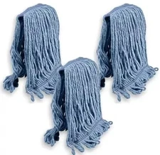 3 Kleen Handler Commercial Mop Head Refills, 6” Universal Headband, Cotton Blend