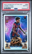 2023 TOPPS MATCH ATTAX UEFA CLUB COMPETITIONS STAR BALLERS LAMINE YAMAL PSA 10