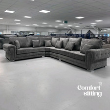 Luxury | Verona 6 Seater Corner Sofa | Full Back Cushions |Dark Grey