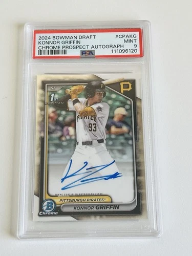 2024 BOWMAN DRAFT CHROME PROSPECT AUTO Pirates  KONNOR GRIFFIN PSA 9!