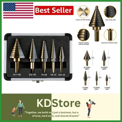 High-Speed Steel Titanium Step Drill Bits Set   50 Sizes for Ultimate Precision