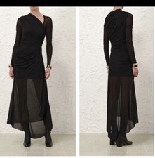 ZIMMERMANN Dress Asymmetric Ruched Mesh Midi Dress 1 AU/2US $996