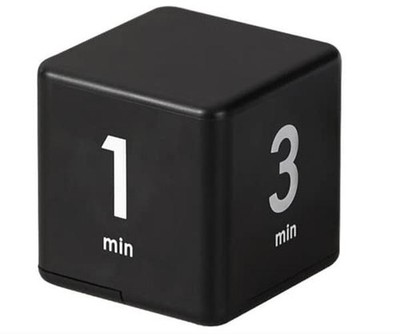 Cube Timer - Focus Study Timer - 1-3-5-10 Minutes - Black - 1-3-5-10 Min
