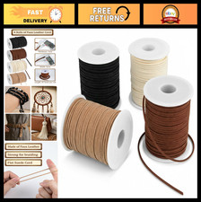4 Rolls Flat Suede Leather Cord, Faux Leather Strips for Jewelry Making DIY Cr