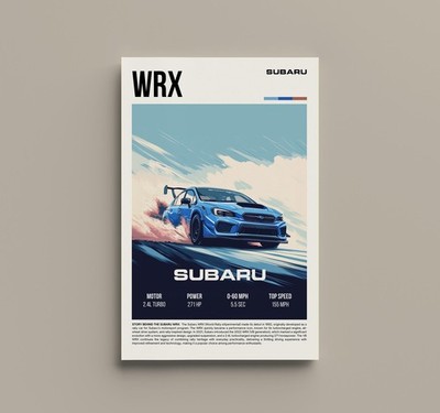 Subaru WRX Poster Retro JDM Rally Car Wall Art   Subaru Fan Gift
