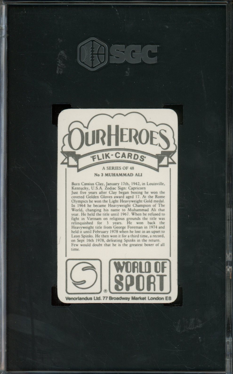 1979 Venorlandus World of Sport Flik-Cards Our Heroes Muhammad Ali SGC 9 #3 view 2