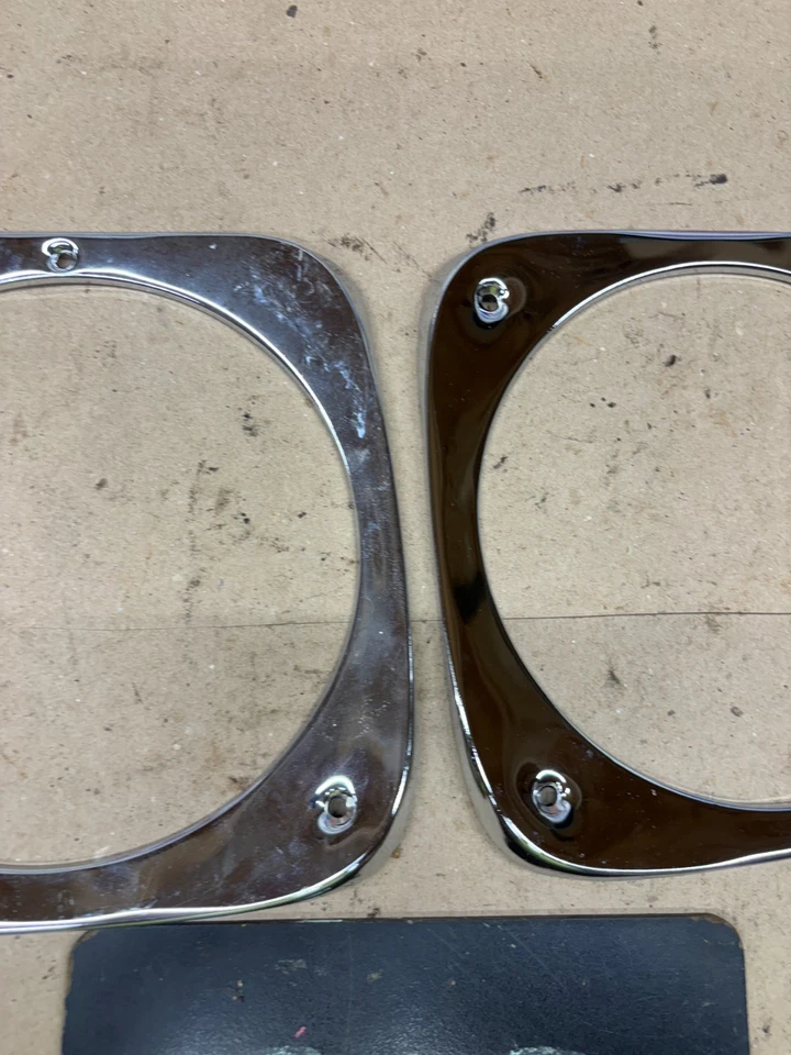 1964 1965 1966 CHEVROLET C10 TRUCK HEADLIGHT BEZELS PAIR CHROME NICE AFTERMARKET - Image 3 of 4